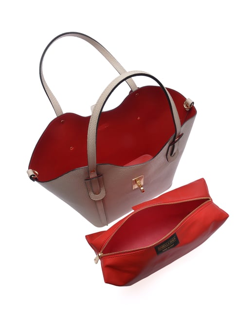 Isabella Rhea Beige Rundleer Tas - Image 4