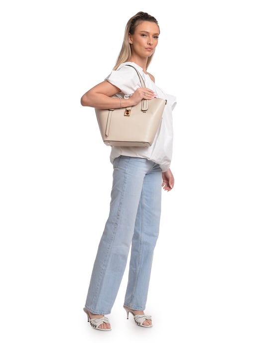 Isabella Rhea Beige Rundleer Tas - Image 5