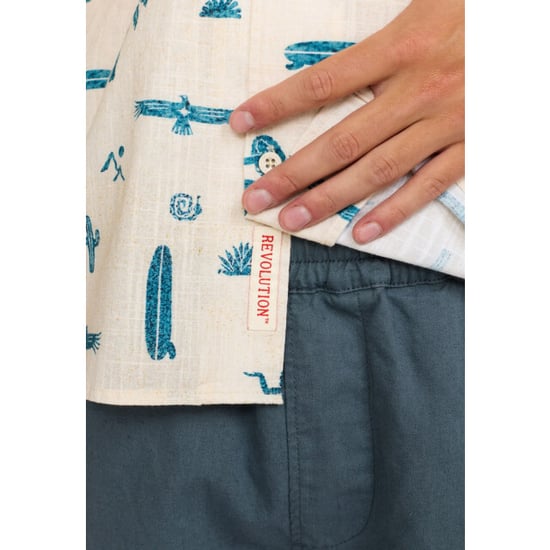 Revolution Short sleeved cuban shirt off white - Image 3