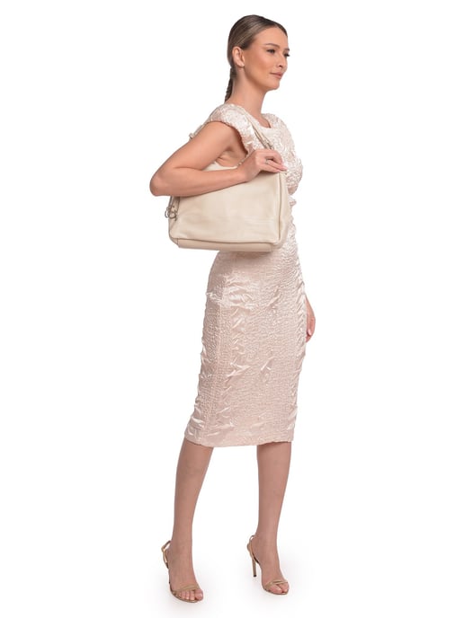 Roberta M Beige Rundleer Tas - Image 5