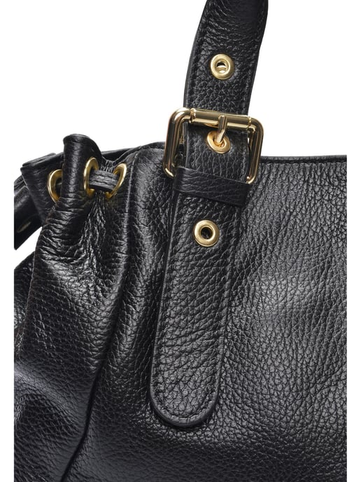 Anna Luchini Zwart Rundleer Tas - Image 3