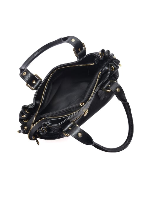 Anna Luchini Zwart Rundleer Tas - Image 4