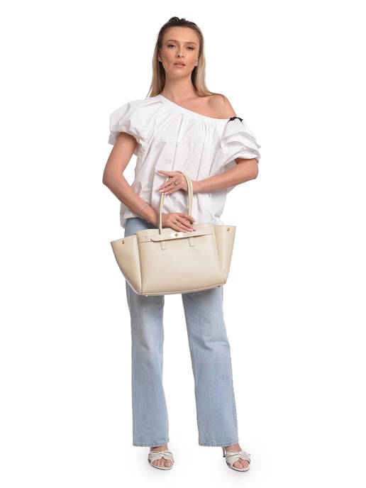 Isabella Rhea Beige Rundleer Tas - Image 5