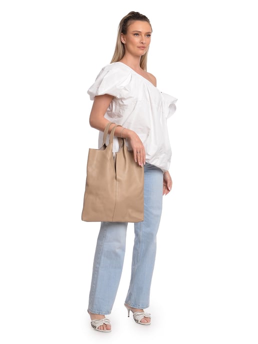 Anna Luchini Beige Rundleer Tas - Image 5