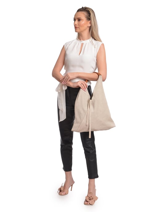 Anna Luchini Beige Rundleer Tas - Image 5