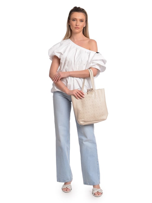 Isabella Rhea Beige Rundleer Tas - Image 5