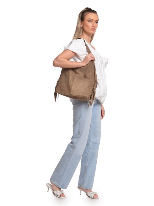 Isabella Rhea Beige Rundleer Tas - Image 5