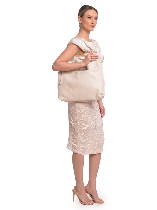 Roberta M Beige Leather Bag - Image 5