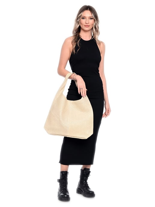 Luisa Vannini Beige Rundleer Tas - Image 5