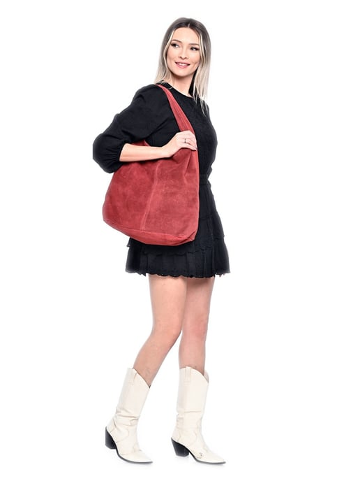 Anna Luchini Rood Rundleer Tas - Image 5