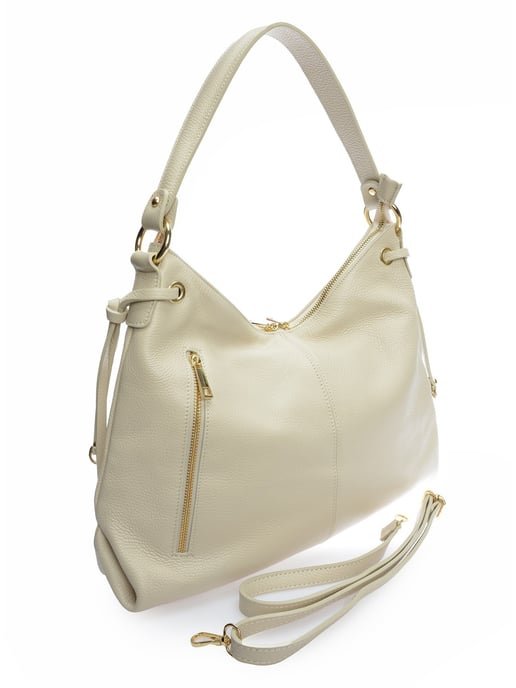 Isabella Rhea Beige Rundleer Tas - Image 2