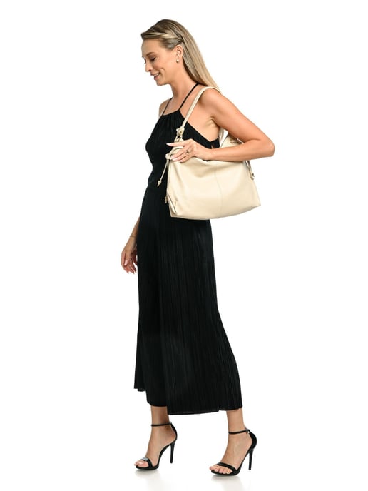 Isabella Rhea Beige Rundleer Tas - Image 5