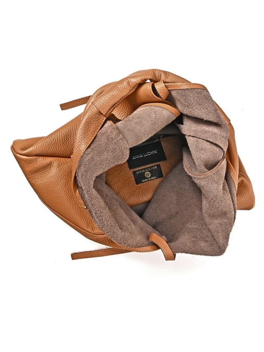 Anna Luchini Brown Rundleer Tas - Image 4