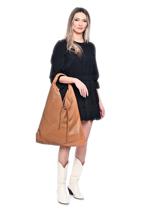Anna Luchini Brown Rundleer Tas - Image 5