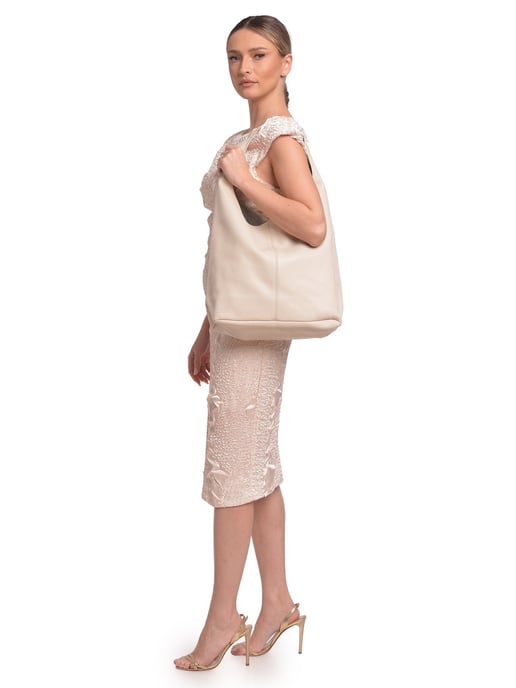 Roberta M Beige Rundleer Tas - Image 5