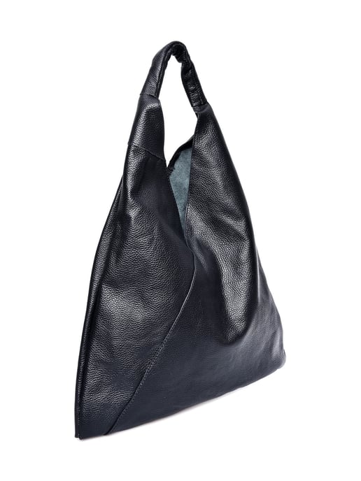 Anna Luchini Zwart Rundleer Tas - Image 2