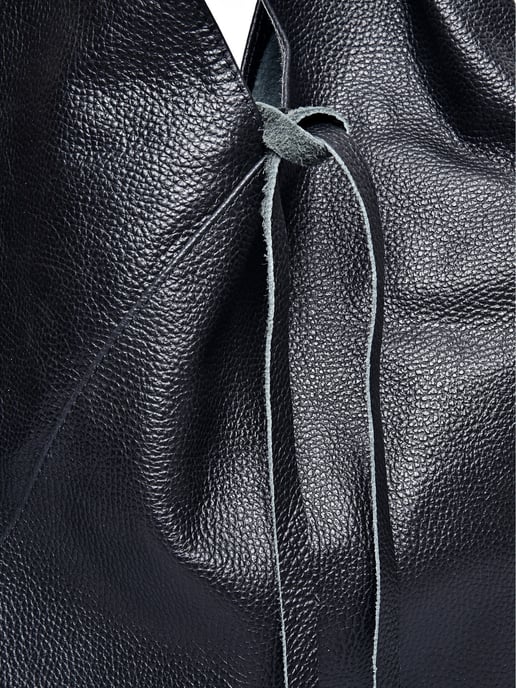 Anna Luchini Zwart Rundleer Tas - Image 3