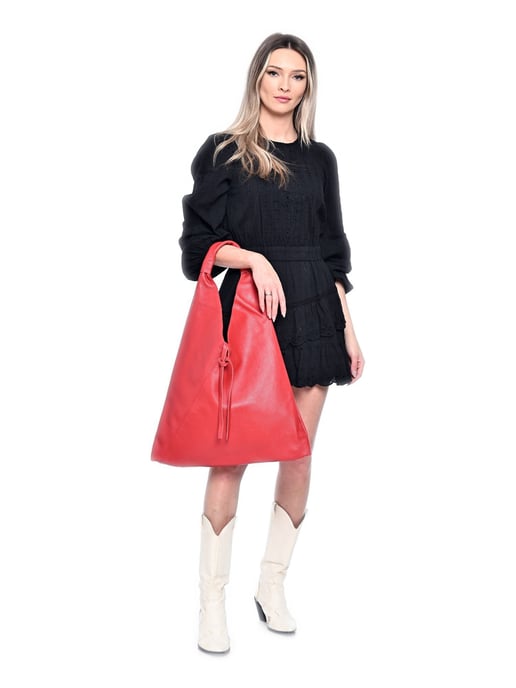 Anna Luchini Rood Rundleer Tas - Image 5