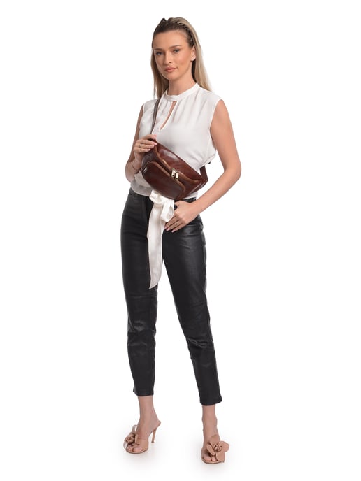 Isabella Rhea Bordeauxrood Rundleer Tas - Image 4