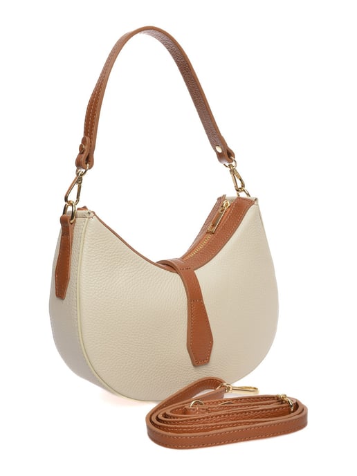 Roberta M Beige Rundleer Tas - Image 2