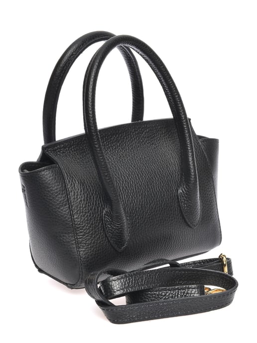 Anna Luchini Zwart Rundleer Tas - Image 2