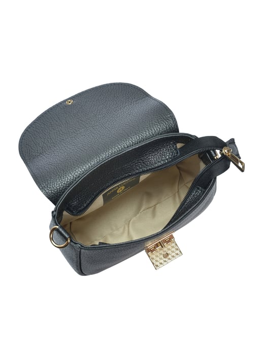 Anna Luchini Zwart Rundleer Tas - Image 4