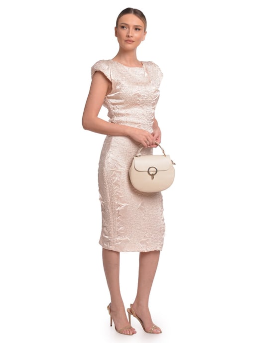 Luisa Vannini Beige Rundleer Tas - Image 5