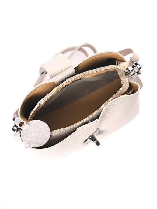 Luisa Vannini Beige Rundleer Tas - Image 4