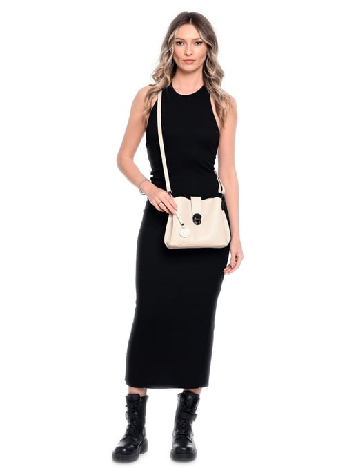 Luisa Vannini Beige Rundleer Tas - Image 5