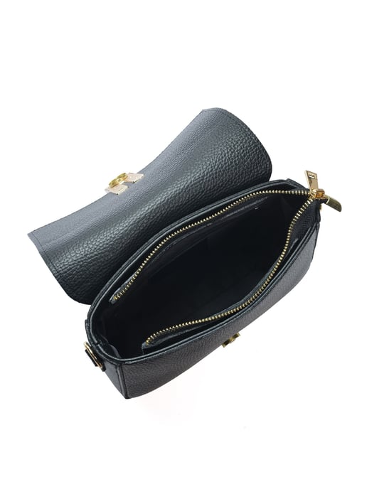 Anna Luchini Zwart Rundleer Tas - Image 4