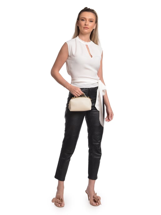 Isabella Rhea Beige Rundleer Tas - Image 5
