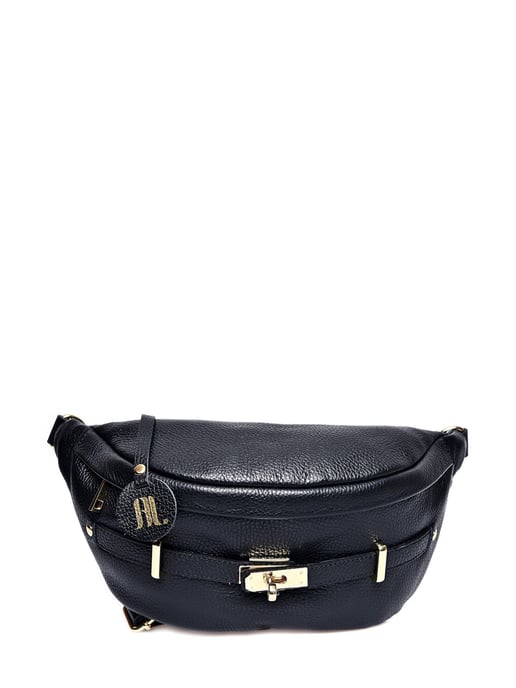 Anna Luchini Zwart Rundleer Tas - Image 1