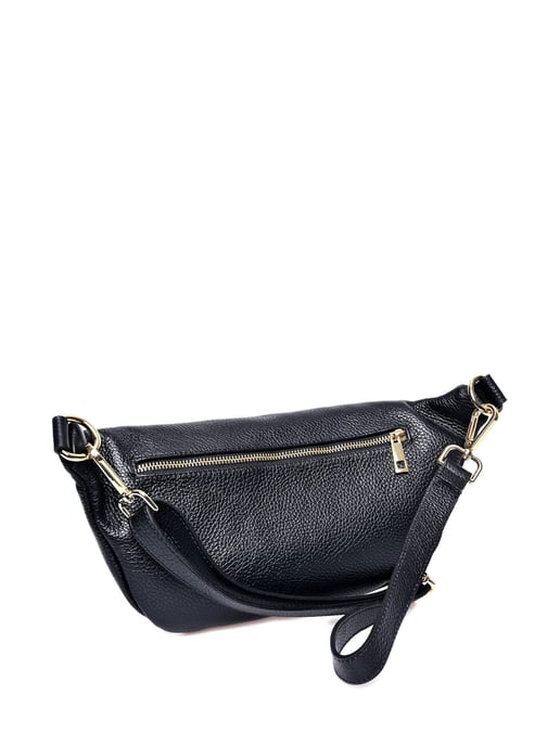 Anna Luchini Zwart Rundleer Tas - Image 2