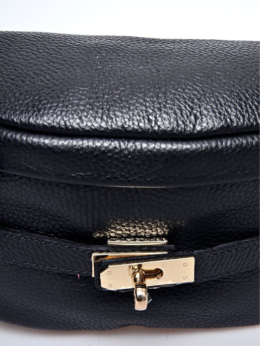 Anna Luchini Zwart Rundleer Tas - Image 3