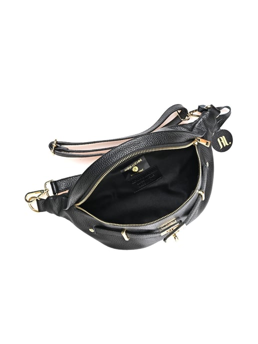 Anna Luchini Zwart Rundleer Tas - Image 4