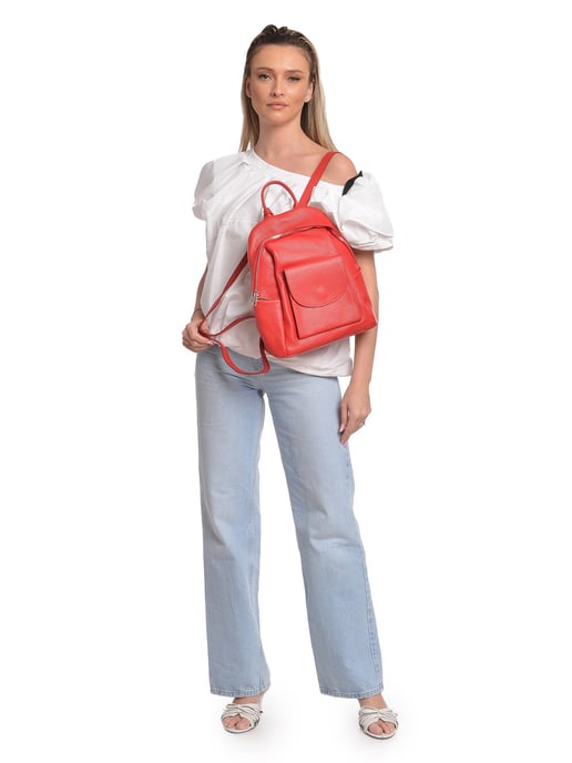 Anna Luchini Rood Rundleer Tas - Image 5