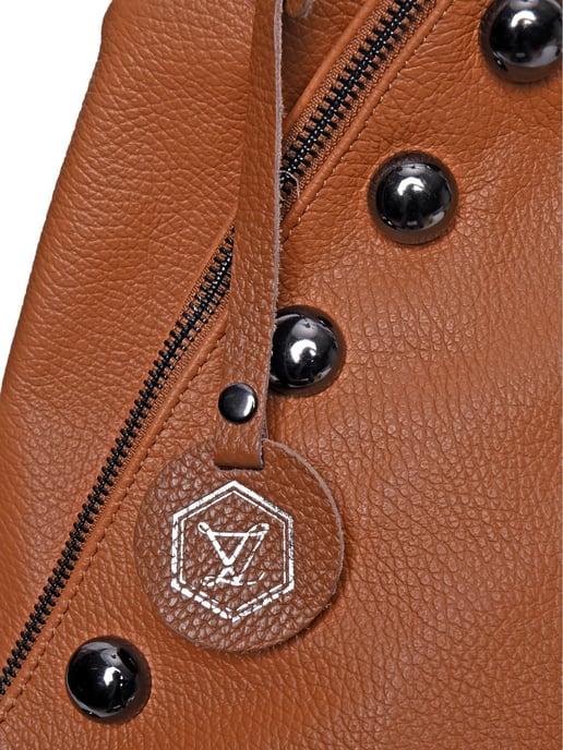 Luisa Vannini Brown Rundleer Tas - Image 3