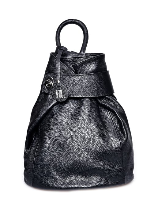 Anna Luchini Zwart Rundleer Tas - Image 1