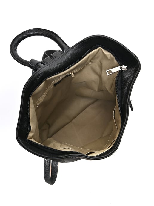 Anna Luchini Zwart Rundleer Tas - Image 4