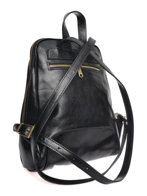 Anna Luchini Zwart Rundleer Tas - Image 2