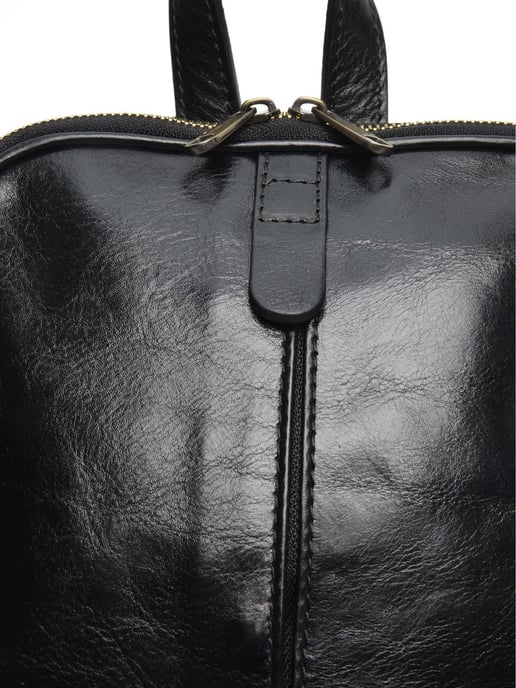 Anna Luchini Zwart Rundleer Tas - Image 3