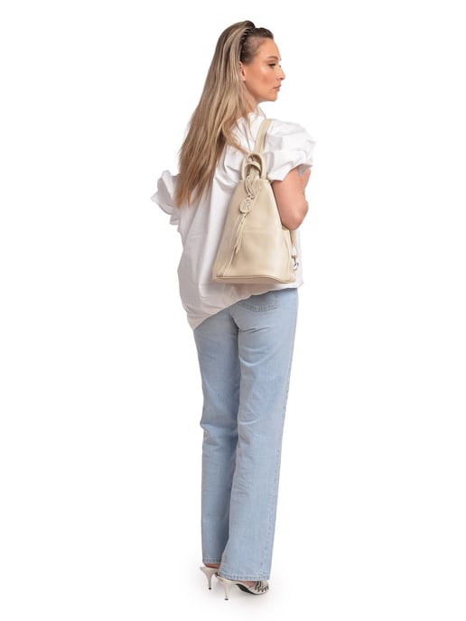 Isabella Rhea Beige Rundleer Tas - Image 5
