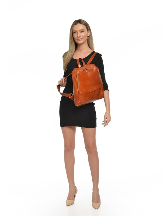 Anna Luchini Brown Rundleer Tas - Image 5