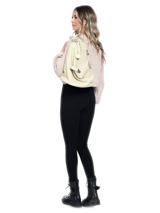 Isabella Rhea Beige Rundleer Tas - Image 5