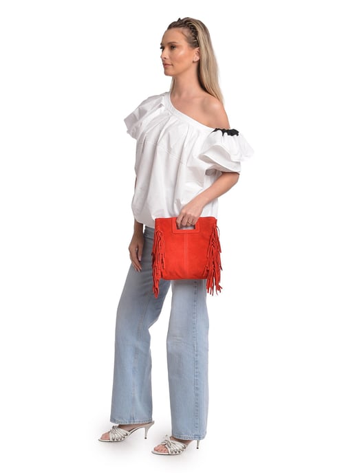 Anna Luchini Rood Rundleer Tas - Image 5