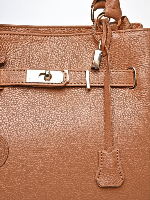 Anna Luchini Brown Rundleer Tas - Image 3