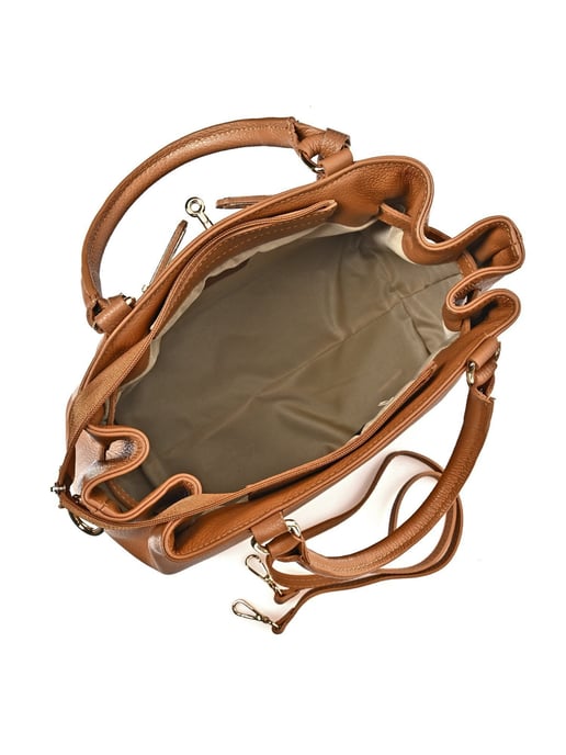 Anna Luchini Brown Rundleer Tas - Image 4