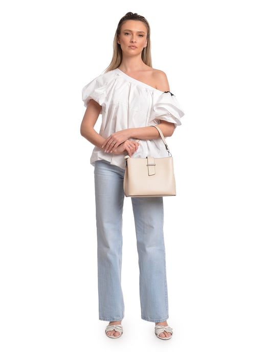 Isabella Rhea Beige Leather Bag - Image 5