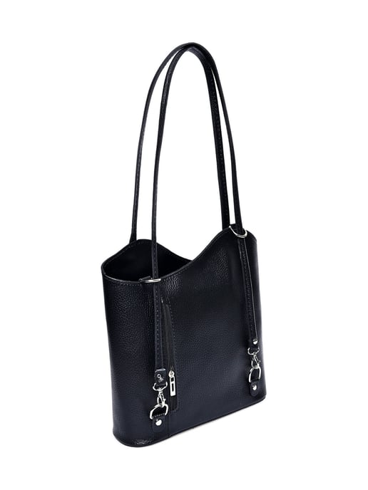 Anna Luchini Zwart Rundleer Tas - Image 2