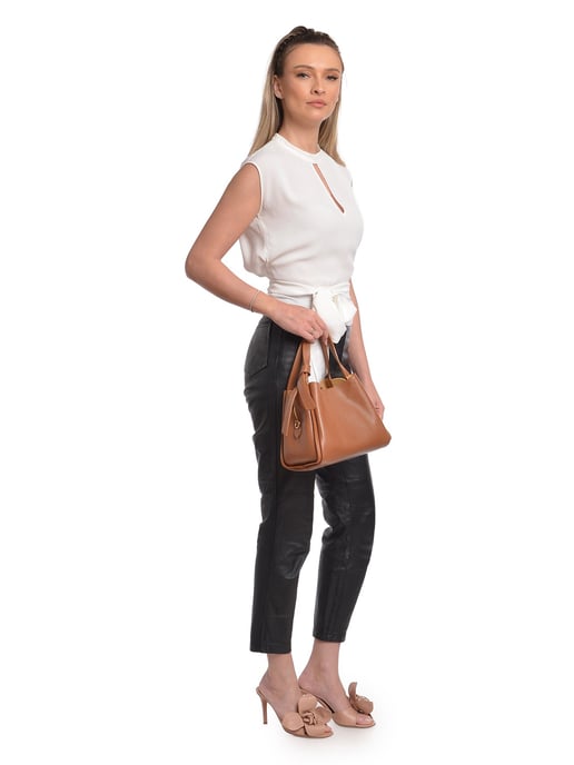 Anna Luchini Brown Rundleer Tas - Image 5